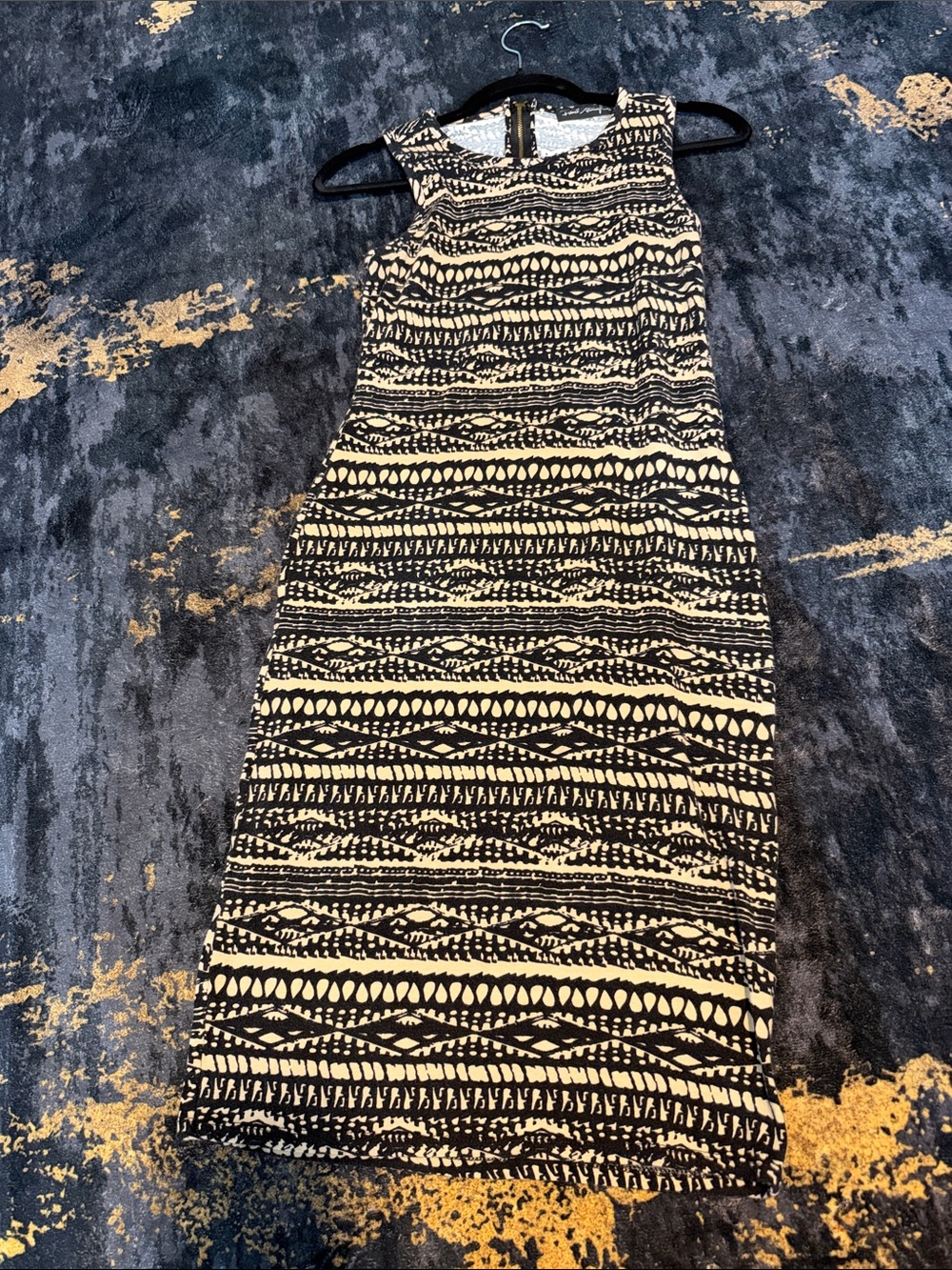 French Atmosphere Black and Cream Patterned Maxi Dress